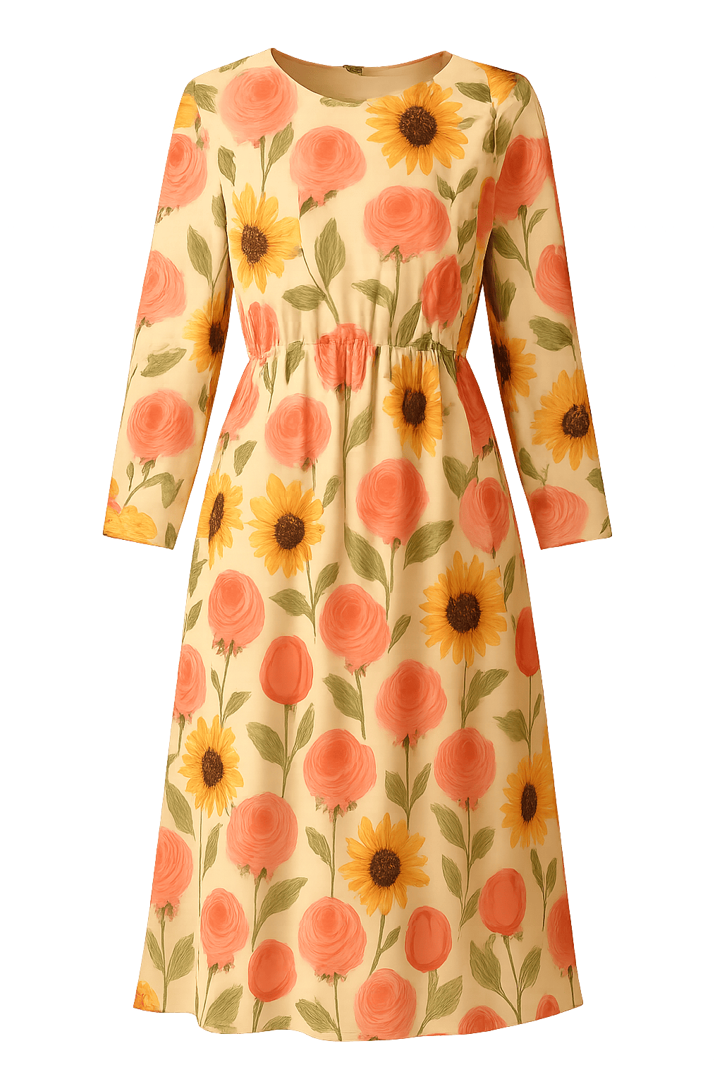 Casual long sleeve floral dress for women